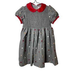Clo Clo Gray Red Short Sleeve Wool Blend Dress Girls Size 4